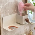 thumbnail image 6 of No-Drill Hair Dryer Wall Mount with Storage Bucket, Wood and Metal Bathroom Organizer for Dryer and Combs, Space-Saving Vanity Shelf in Natural Wood Style, 6 of 7