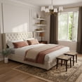thumbnail image 3 of Linen Upholstered Platform Bed -Mattress Not Included, 3 of 19