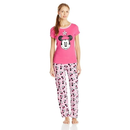 AME - Disney Women's Ladies Knit Pajama Set Minnie Mouse, Pink, Medium ...