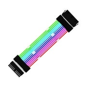 PCIe Cable PSU Sleeved Extension Cable GPU Cables Extension RGB Cable for PC Black 24PIN