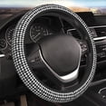 thumbnail image 4 of Cauagu Black Tartan Plaid Print Car Steering Wheel Cover - Universal Car Accessory for Diverse Cars for Steering Wheel with a Diameter of 14.5"-15", 4 of 7