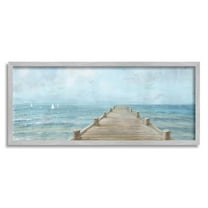 Stupell Industries Waterfront Pier Coastal Ocean View Painting Gray Framed Art Print Wall Art, Design by Danhui Nai