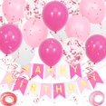 thumbnail image 1 of Décorations d'Anniversaire Roses, Bannière Joyeux Anniversaire, Ballons Décorations d'Anniversaire Roses, 16 Pcs Ballons Joyeux Anniversaire 12 Pouces avec 2 Rubans pour Décoration de Fête d'Anniversaire Fille et Femme, 1 of 1