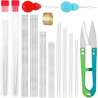 20-Piece Stainless Steel Beading Needles With Hook - 7.8cm (3.07 Inch) Jewelry Making Needles For Beads & Crafts