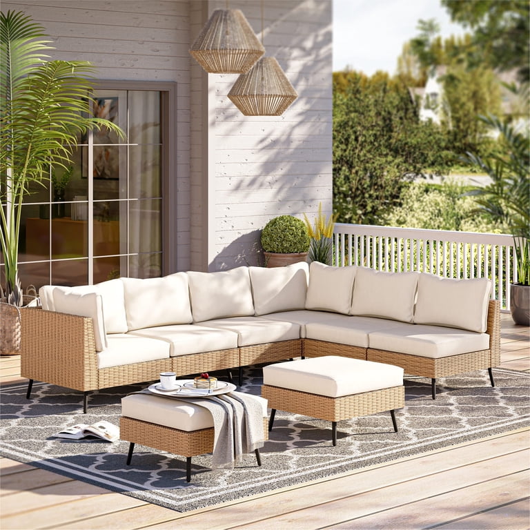Lausaint Home 8-Piece Patio Furniture Set, Rattan Sectionals with