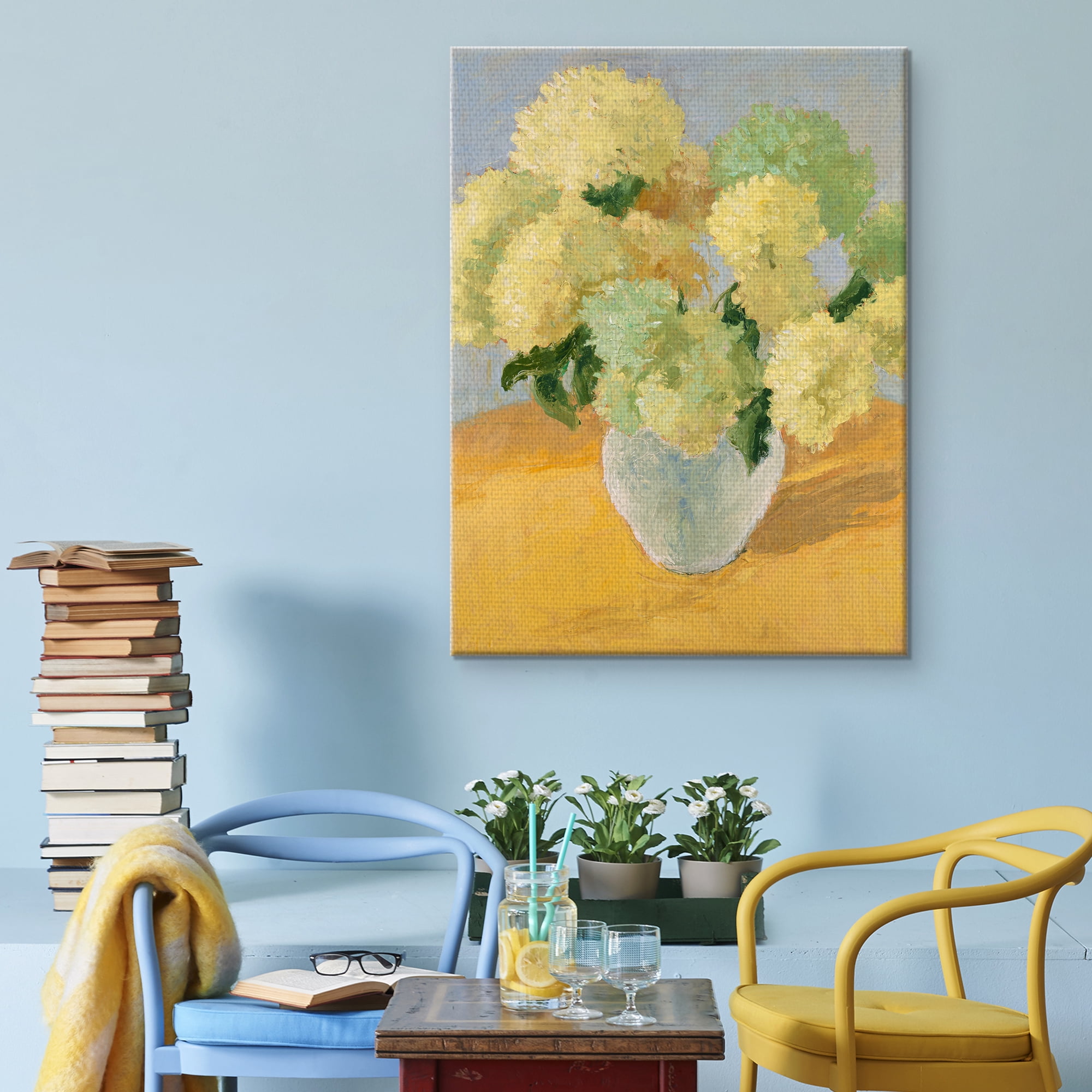 Masterpiece Art Gallery Hydrangea Flower Bouquet on Gold by Dale Payson Canvas Art Print 30" x 40"