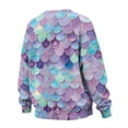 thumbnail image 5 of Xoenoiee Mermaid Scales Print Women Oversized Long Sleeve Shirt Crewneck Pullover Tops Drop Shoulder Y2K Preppy Sweatshirt Fall Clothes, Size L, 5 of 7