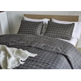 thumbnail image 2 of WRAPAHOLIC 3-Pieces Queen Size Bedding Set Grid Printed Grey Bed Sheets for All Seasons, 2 of 5