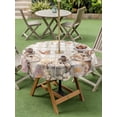thumbnail image 3 of Watercolor Easter Outdoor Tablecloth - 54 Inch Round Dining Table Cover, Cute Rabbits Flowers Butterfly Orange Plaid Waterproof Outdoor Table Cloth with Umbrella Hole & Zipper for Picnic/Patio/Party, 3 of 7