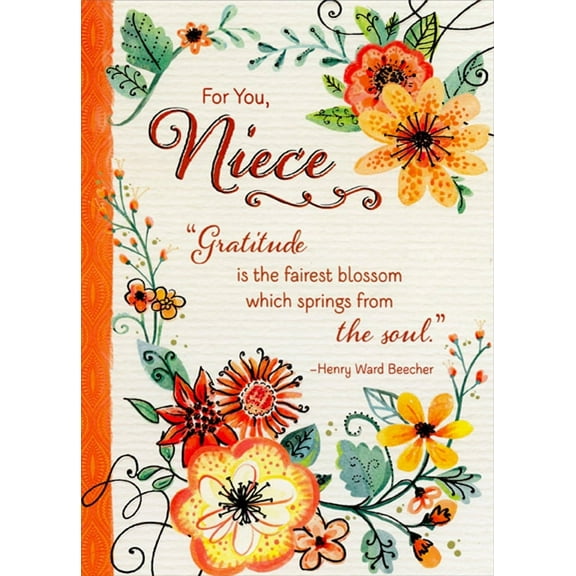 Designer Greetings Gratitude is the Fairest Blossom Thanksgiving Card for Niece