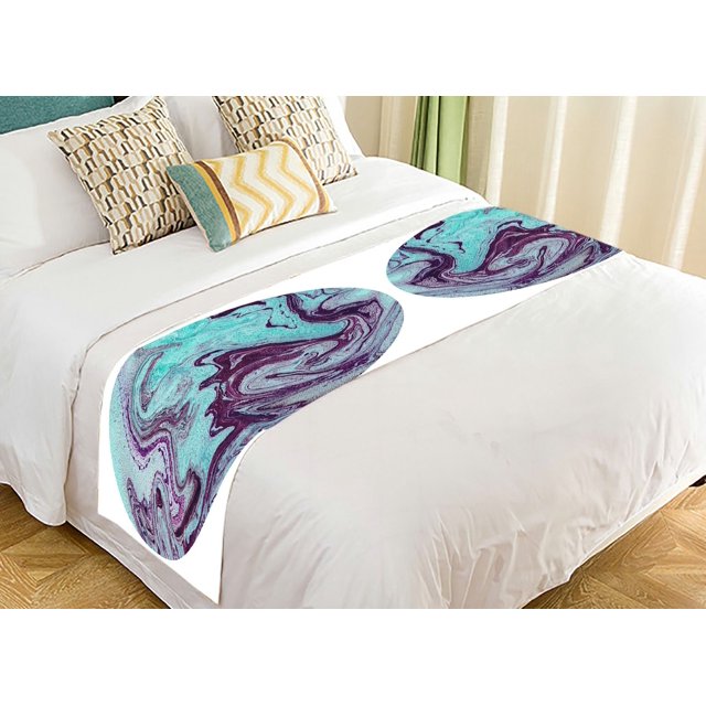 ABPHQTO Camino de cama con ondas pintadas en acrílico Ropa de cama Bufanda Decoración de cama 50x241 cm