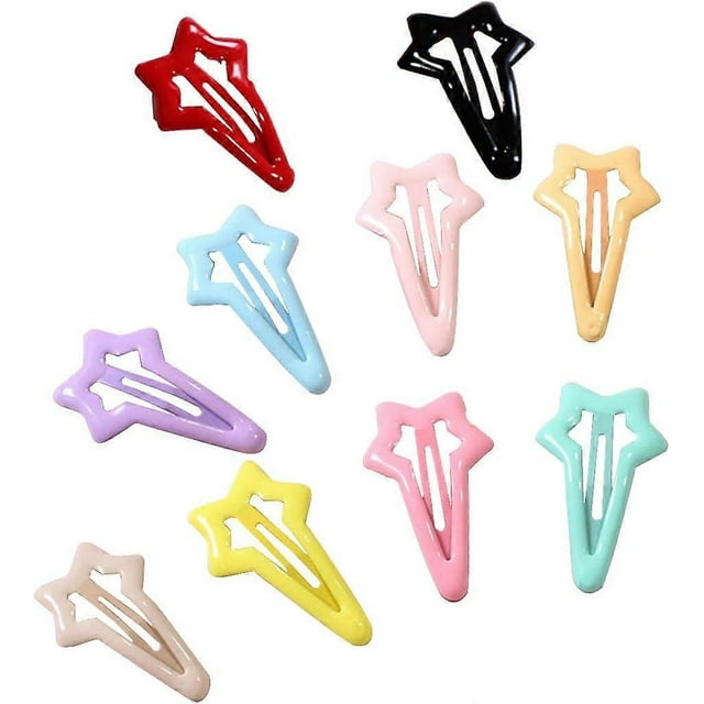 10pcs Colorful Stars Duckbill Clip Hair Clip For Ladies Teens Girls Hair Salon Hairpin (Random Color)