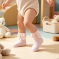 thumbnail image 3 of Miaouyo Toddler Baby Girl Crew Socks Soft Breathable Lace Ruffle Bow Princess Socks, 3 of 8