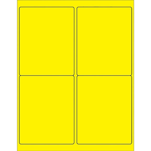 Box Partners Rectangle Laser Labels 4" x 5" Fluorescent Yellow 400/Case LL181YE