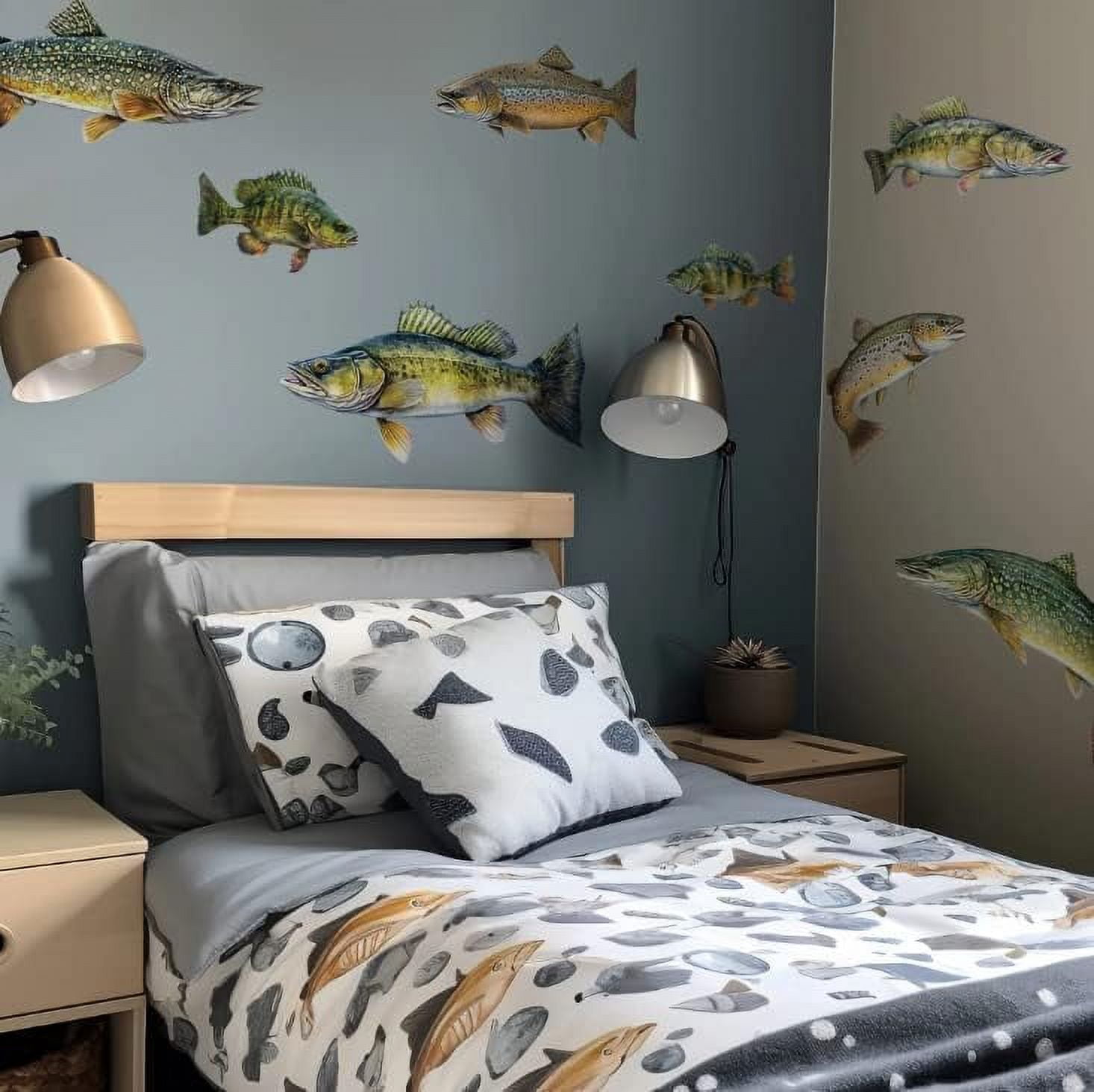 Fish Wall Decals - Brown Trout, Walleye, Yellow Perch, Northern Pike - Wall Stickers - Fly Fishing Decor