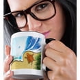 thumbnail image 2 of 3drose, an Ocean and Beach Scene with a Sea Turtle, 15oz Two-tone Black Mug, 2 of 6