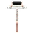 thumbnail image 3 of 2.62 ctw with Simulated Diamond Halo Accents Anniversary Ring for Women | Emerald Cut Natural Onyx | Hyperallergenic Solid 14K Rose/White Gold, 3 of 5