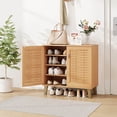 thumbnail image 4 of Costway 2-Door Shoe Cabinet with Ventilated Woven Doors & 3 Removable Shelves for Entryway, 4 of 10