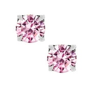 iJewelry2 Pink Round Cut CZ Sterling Silver Magnetic Stud Earrings 5mm