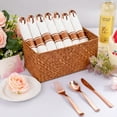 thumbnail image 4 of 400PCS Pre Rolled Rose Gold Plastic Silverware Sets - Heavy Duty Rose Gold Cutlery - Include 100 Pack Wrapped Disposable Utensils with Napkins for Parties & Dinners & Weddings, 4 of 18
