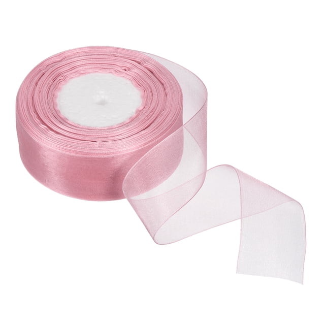Unique Bargains 4cm 50 Yard Sheer Organza Ribbon Chiffon Fabric Gift Wrapping, Deep Pink