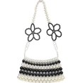 thumbnail image 1 of Bolso bandolera de lujo con flores y cuentas de imitación en blanco y negro, bolso de verano y cartera de mano, 1 of 5