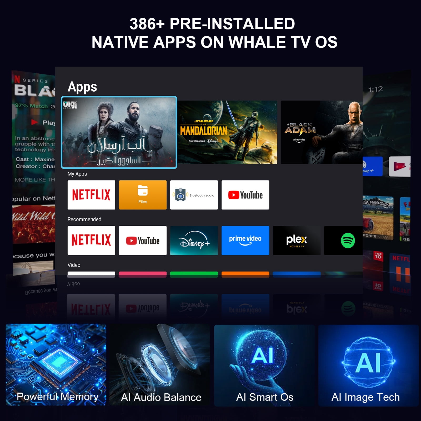 ORVANTI 5G WiFi Bluetooth 15000LM 4K Support Native 1080P Projector, Built-in Streaming Apps, LCD Technology 300" Display Home Theater