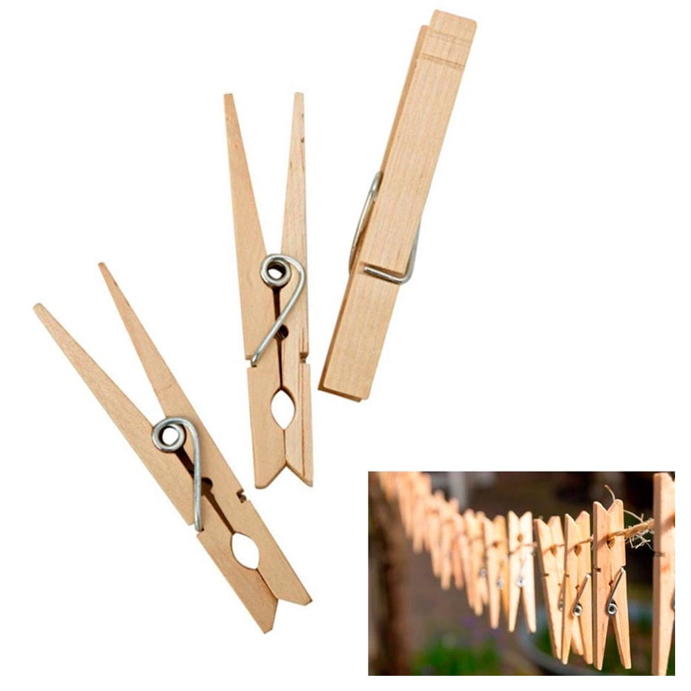 Wood Clothespins Wooden Laundry Clothes Pins Strong Springs Regular  NEW 