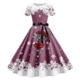 thumbnail image 1 of Wyzesi Robes Rouges pour Femmes Longues Élégantes Robe de Vacances Décontractée Imprimée à Manches Courtes Robes Blanches pour Femmes Courtes, 1 of 3
