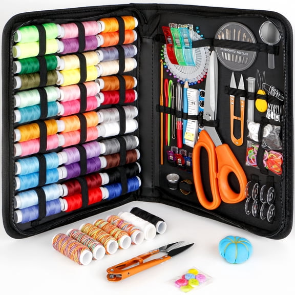 BAKIBO Sewing Kit for Adults, Needle and Thread Kit for Sewing, Professional Sewing Supplies Accessories with Tailor Scissors, Thread Snips and More for Travel Home Beginners