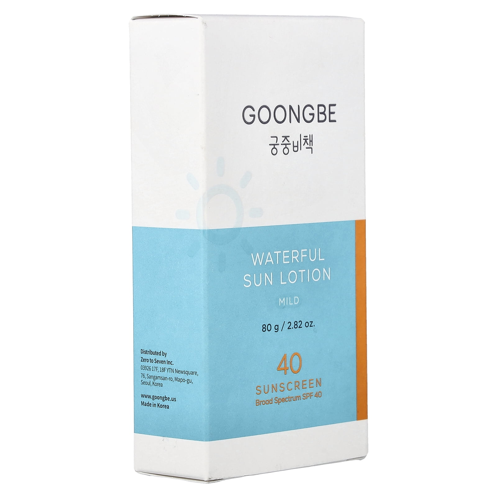 Goongbe Waterful Sun Lotion Sunscreen, Mild, SPF 40, 2.82 oz (80 g)