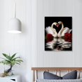thumbnail image 3 of Creowell Beautiful Romantic Swans Art Print on Canvas Red Rose Flowers Wall Art Decor Stretched Frames for Bedroom Bathroom Ready to Hang-16x20 Inch, 3 of 3