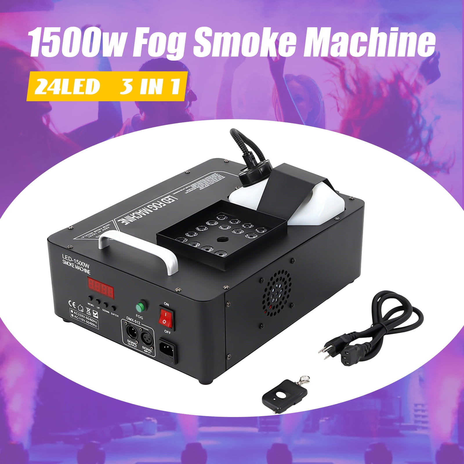 Smoke Fog Machine DMX DJ Party Vertical Spray Fog Stage Light RGB 24 LED Light for Wedding Ceremonies, Haunted Houses, Halloween, parties, Christmas, Clubs, DJ Performances and Stage Effect