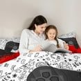 thumbnail image 4 of Manfei Cartoon Console 7 Pieces Bedding Comforter Set,Modern Video Game Full Bedding Set,Red White Black Fitted Sheet Flat Sheet For Boys Teens,Super Cozy Room Decor Reversible, 4 of 8