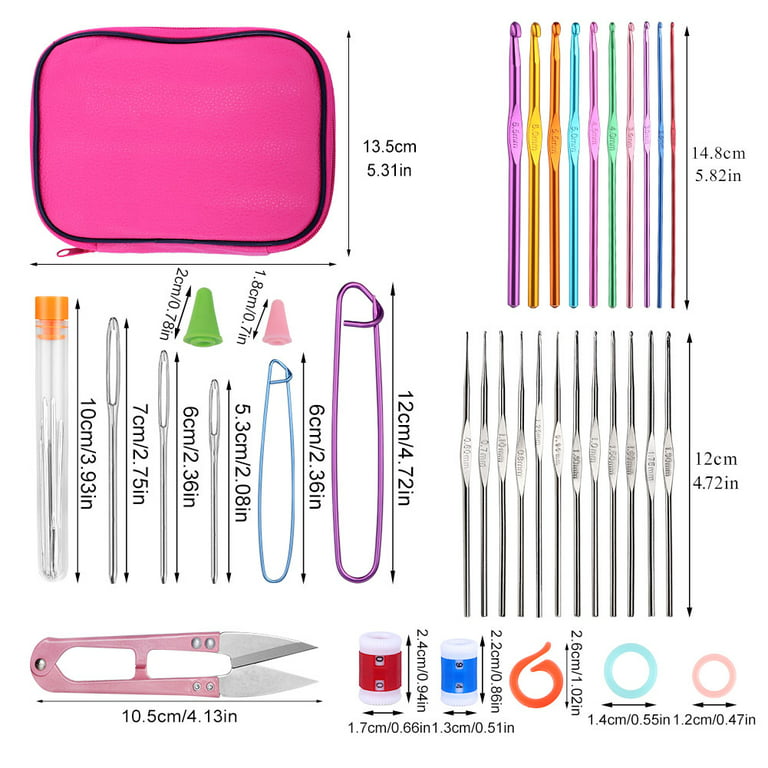 Mayboos 96 Pack Crochet Hooks Set Ergonomic Knitting Needle Weave Yarn Kits with Storage Case and Crochet Needle Accessories for Beginners and Experie