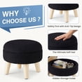 thumbnail image 5 of Gianna Round Ottoman with Storage, Boucle Footstool with Hidden Storage, Padded Seat, Teddy Velvet Footstool with Wood Legs for Living Room, Bedroom, Black, 5 of 6
