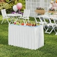 thumbnail image 2 of 4 Foot Folding Ice Cooler Table, Portable Ice Tables for Parties with Drain, Detachable Matching Skirt & Foldable Bucket, Fill and Chill Table for Party, Picnic, Camping, Wedding, White, 2 of 9