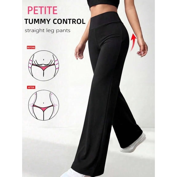 Women High Waist Straight Leg Pants Tummy Control Stretch Casual Work Weekend Trousers