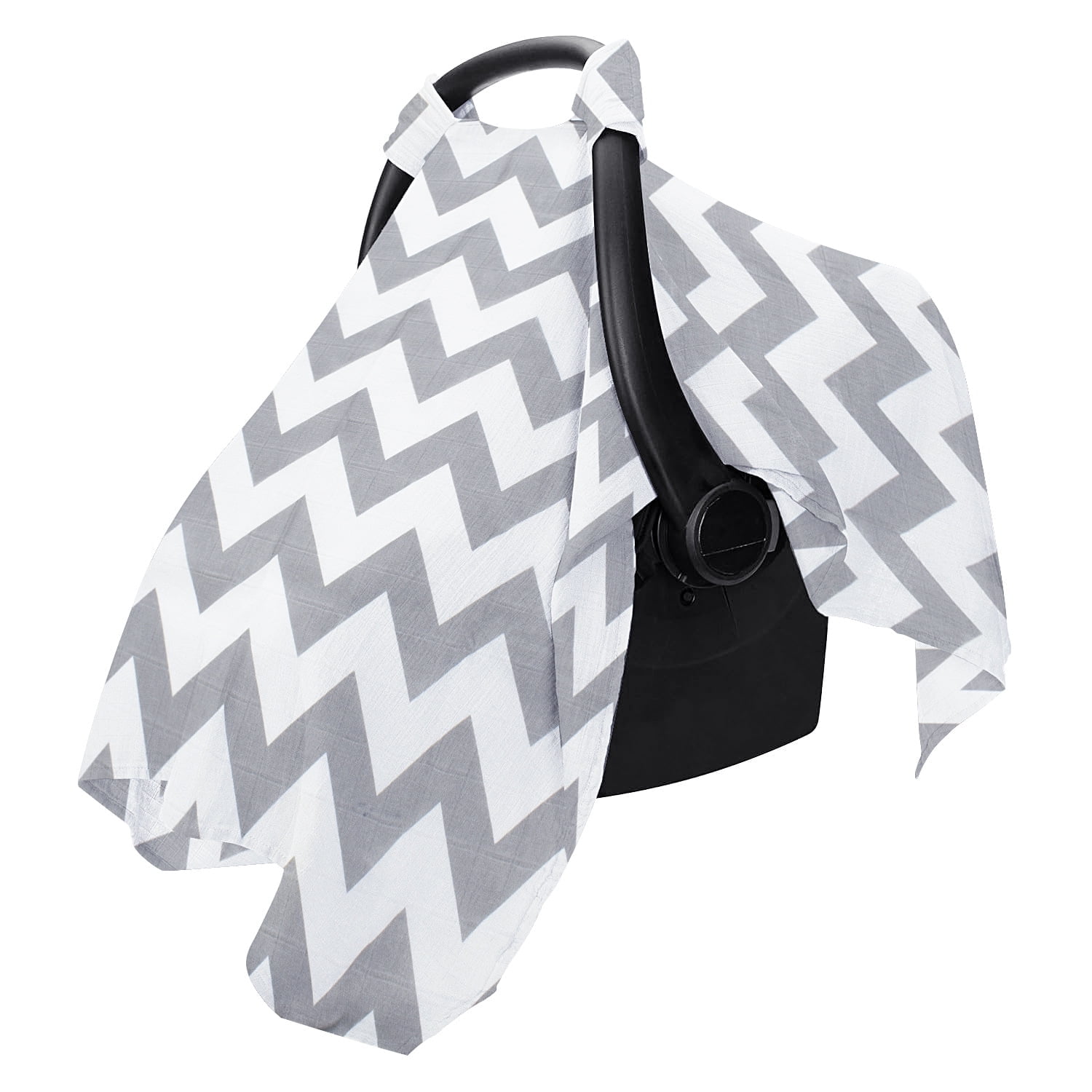 Ludolm Car Seat Cover Baby, Carseat Covers Baby for Girl Boy, Muslin Cotton Infant Car Seat Cover, Lightweight Car Seat Canopy, Breathable Baby Carrier Cover, Summer Stroller Sun Shade