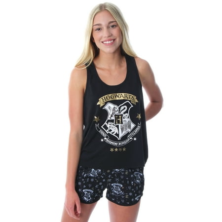 

Harry Potter Women s Hogwarts House Racerback Tank Shorts Pajama (Hogwarts L)