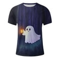thumbnail image 5 of Delliss Men's Halloween Print T-Shirt Round Neck Short Sleeve Top Purple M, 5 of 5