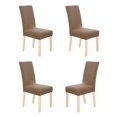 thumbnail image 1 of Deconovo - Funda de silla de comedor de punto jacquard, elástica, lavable y extraíble, de licra, para banquetes, juego de 4, color marrón claro, 1 of 7