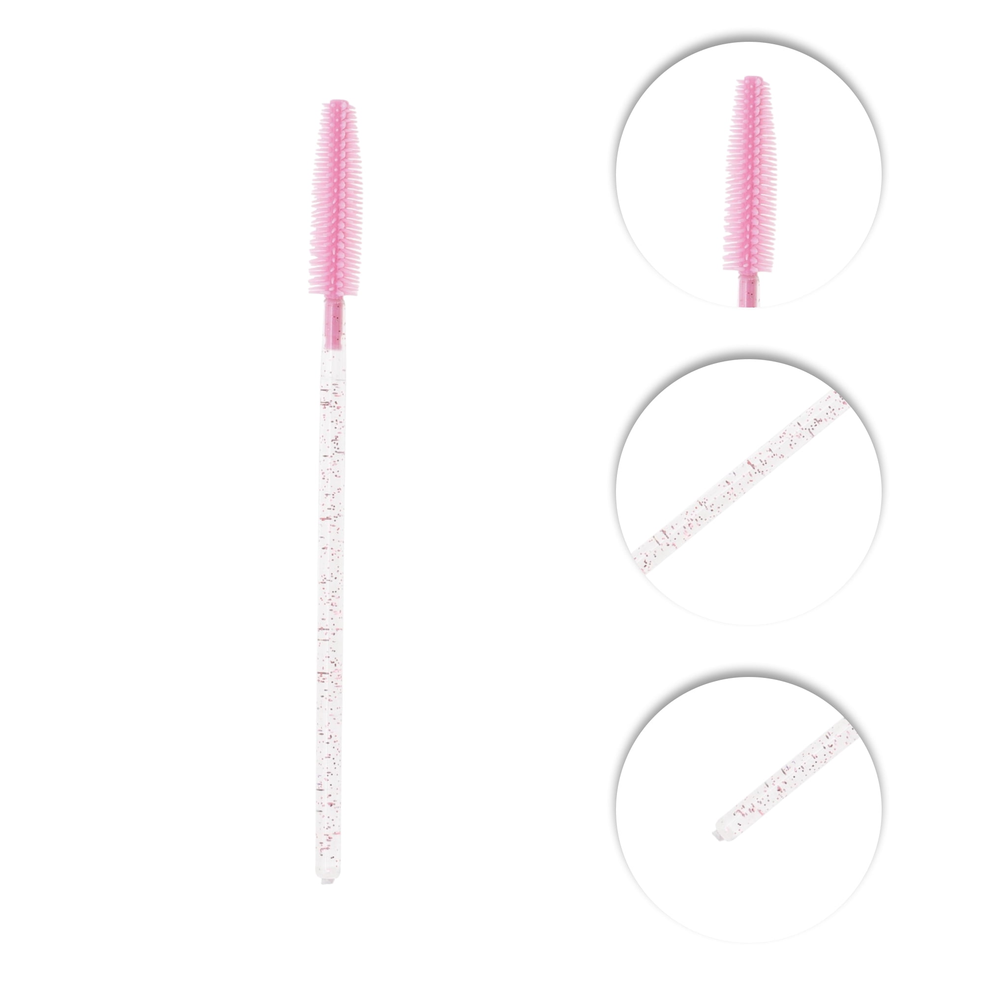 Unique Bargains 50 Pcs Portable Silicone Eyelash Brush for Bathroom Pink