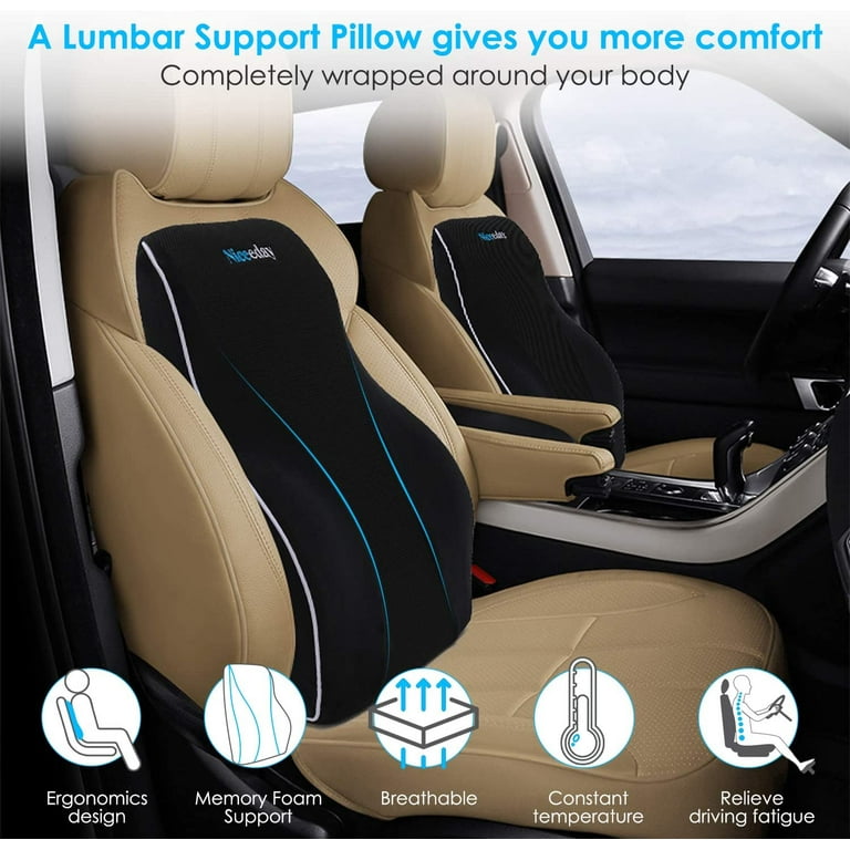 Lumbar Support Pillow for Car Office Chair Lumbar Pillow Lower Back Pain  Relief Memory Foam Car Back Support for Driving Fatigue Back Pillow for