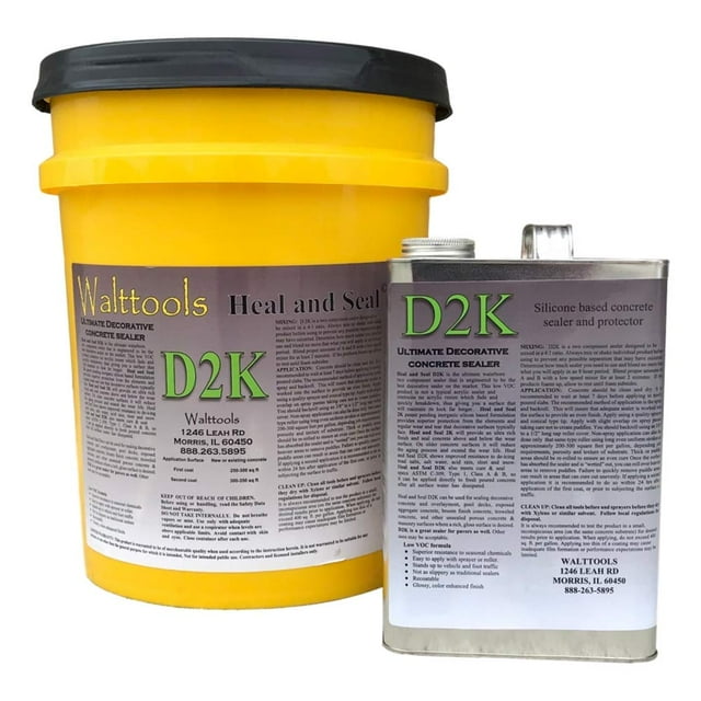 Heal and Seal D2K par Walttools / Durable, Scelleuse de Béton Haute Brillance (Kit de 5 GAL)