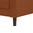 thumbnail image 4 of Benjara Heun 32 Inch Accent Chair, Soft Camel Brown Faux Leather, Square Track Arms, 4 of 5