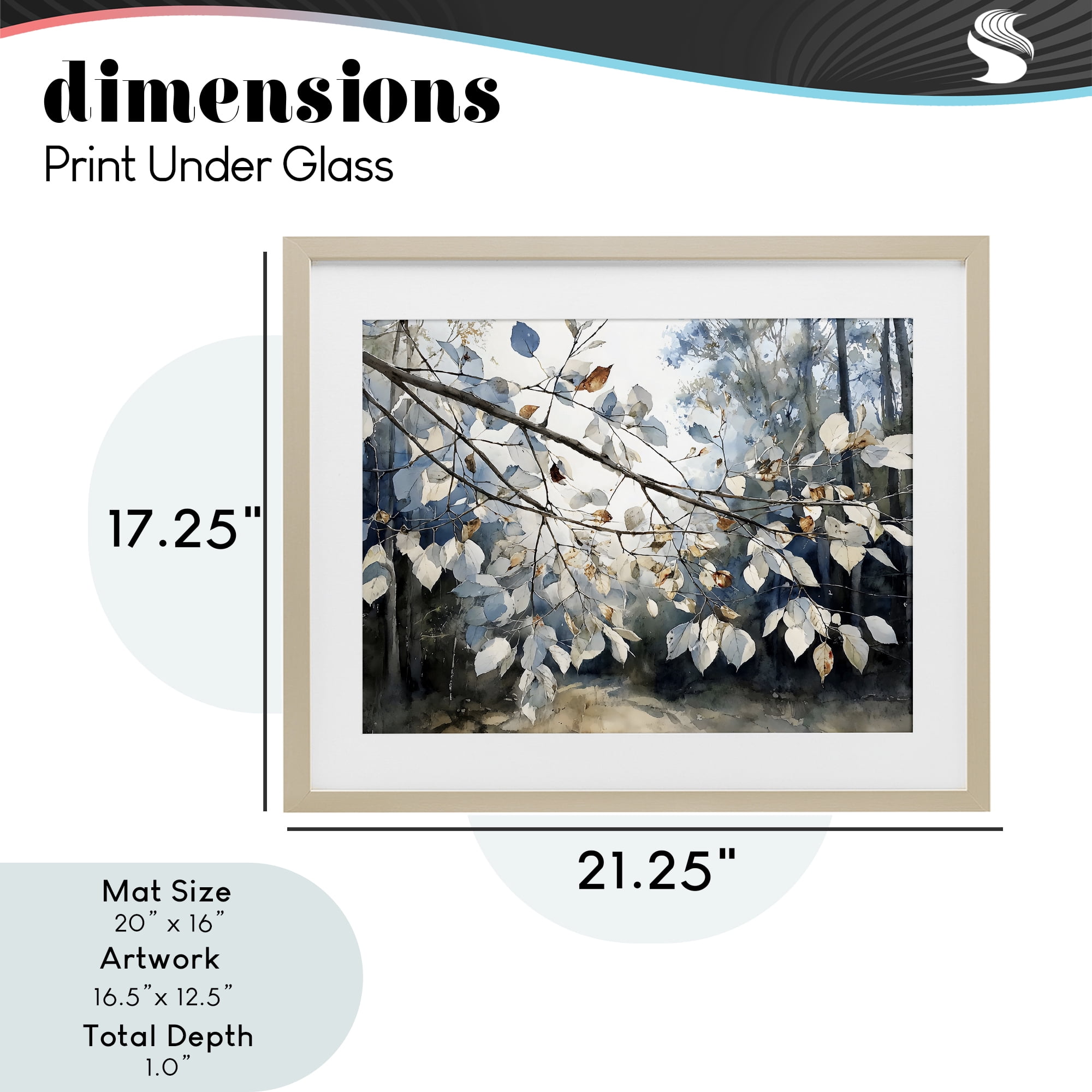 Stupell Industries Blue Fall Branch Leaves Birch Framed Print Under Glass, design by Franklyn Gregory