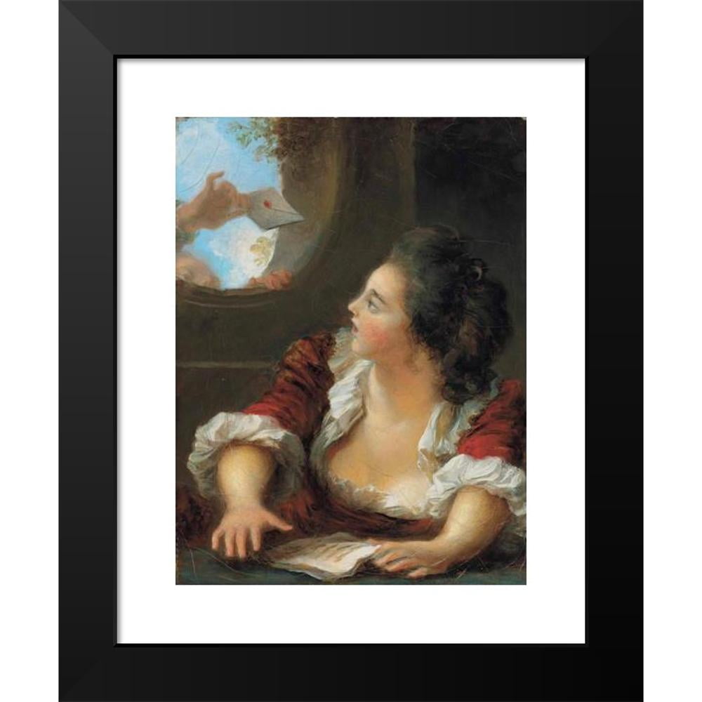 Jean-Honoré Fragonard 11x14 Black Modern Framed Museum Art Print Titled - The Love Letter