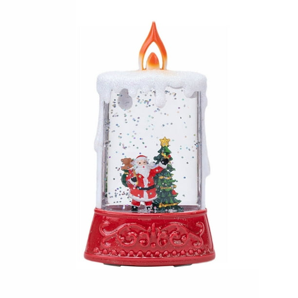 Christmas Glowing Water-Filled Candle Lantern Decor Gift For Seniors Water Feature Lamp Desktop Ornament Christmas Tree 85ml