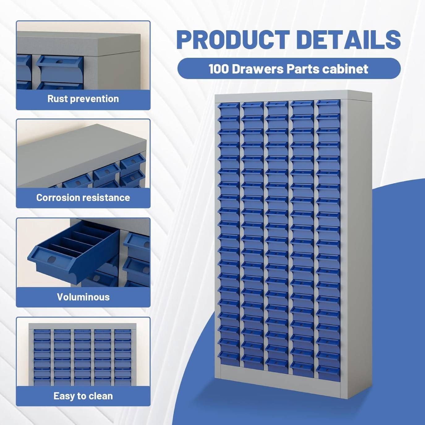 Reykilor 100 Drawers Small Parts Cabinet Bolt and Nut Tool Storage Cabinet Hardware Organizer Electronic Component Sorting Storage